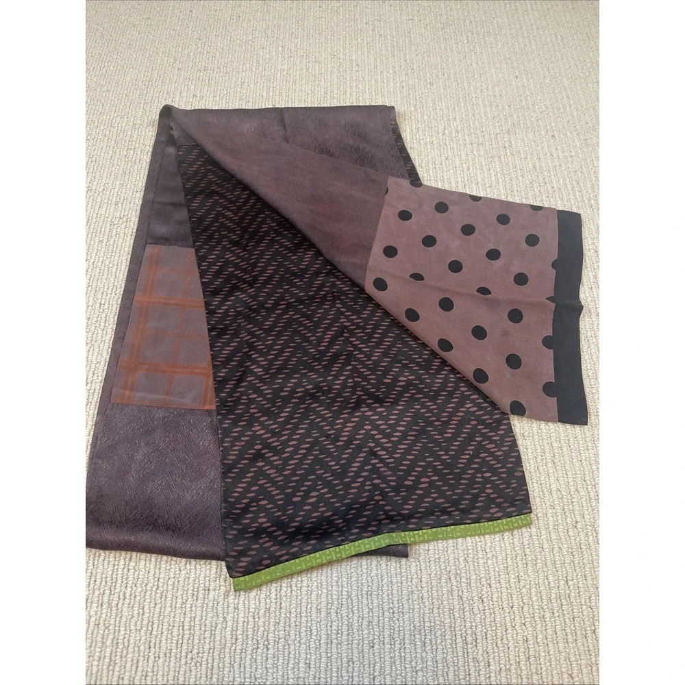 Vintage Judith Bird Long Scarf Abstract Polka Dot Mauve